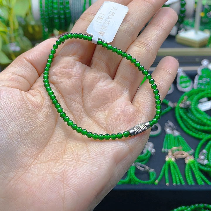 翡翠手链未镶嵌灯****界圆珠手链