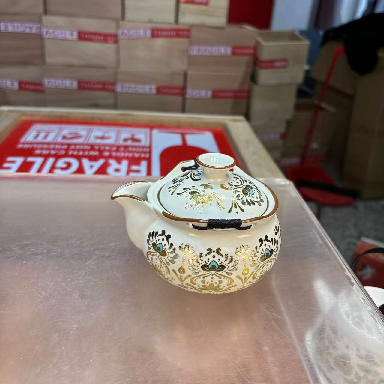 秋香茶具 敦煌凤翎金银措手抓壶-0087