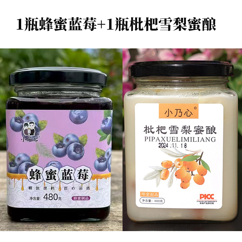 【组合】蜂蜜蓝莓480克+枇杷雪梨蜜酿480克  假一赔十真蜜