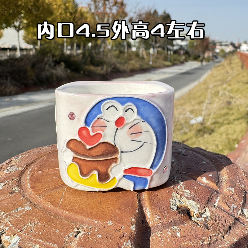 景德镇多肉花盆卡通动物濑户烧小号方盆高白泥吸水透气多种图案