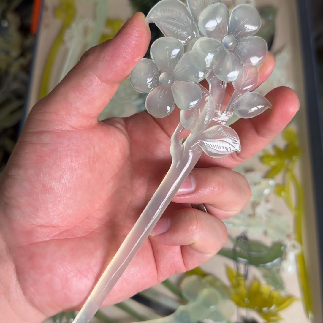 岫玉发饰未镶嵌岫玉发簪就是好看