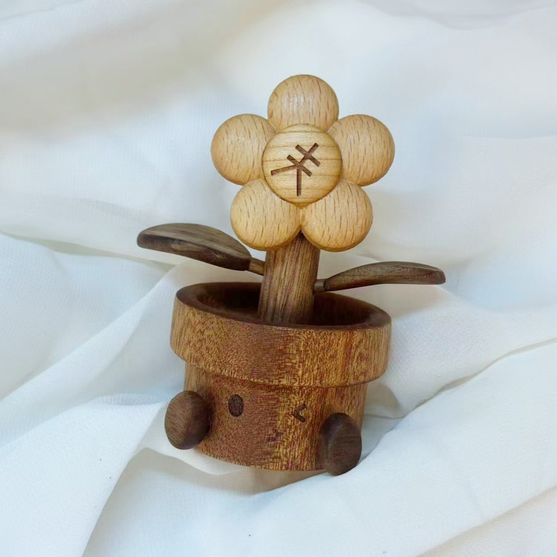 新有钱花摆件木质木雕创意家居装饰摆件