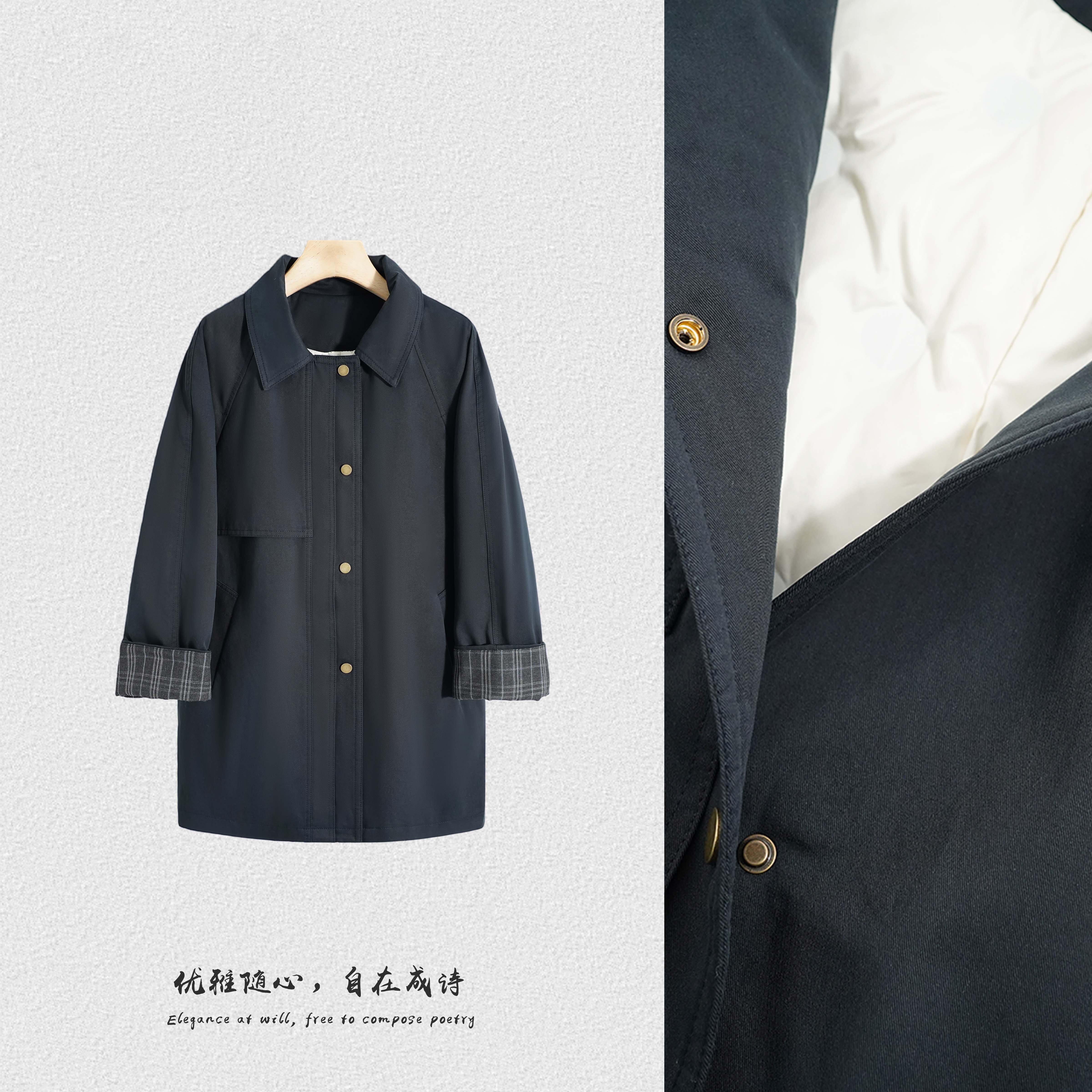 【90新国标白鸭绒】2025新款韩版高级感派克服女冬季挽袖翻领羽绒服