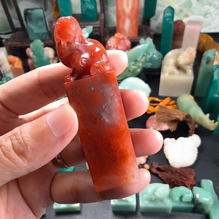 寿山石印石水洞朱砂印章1