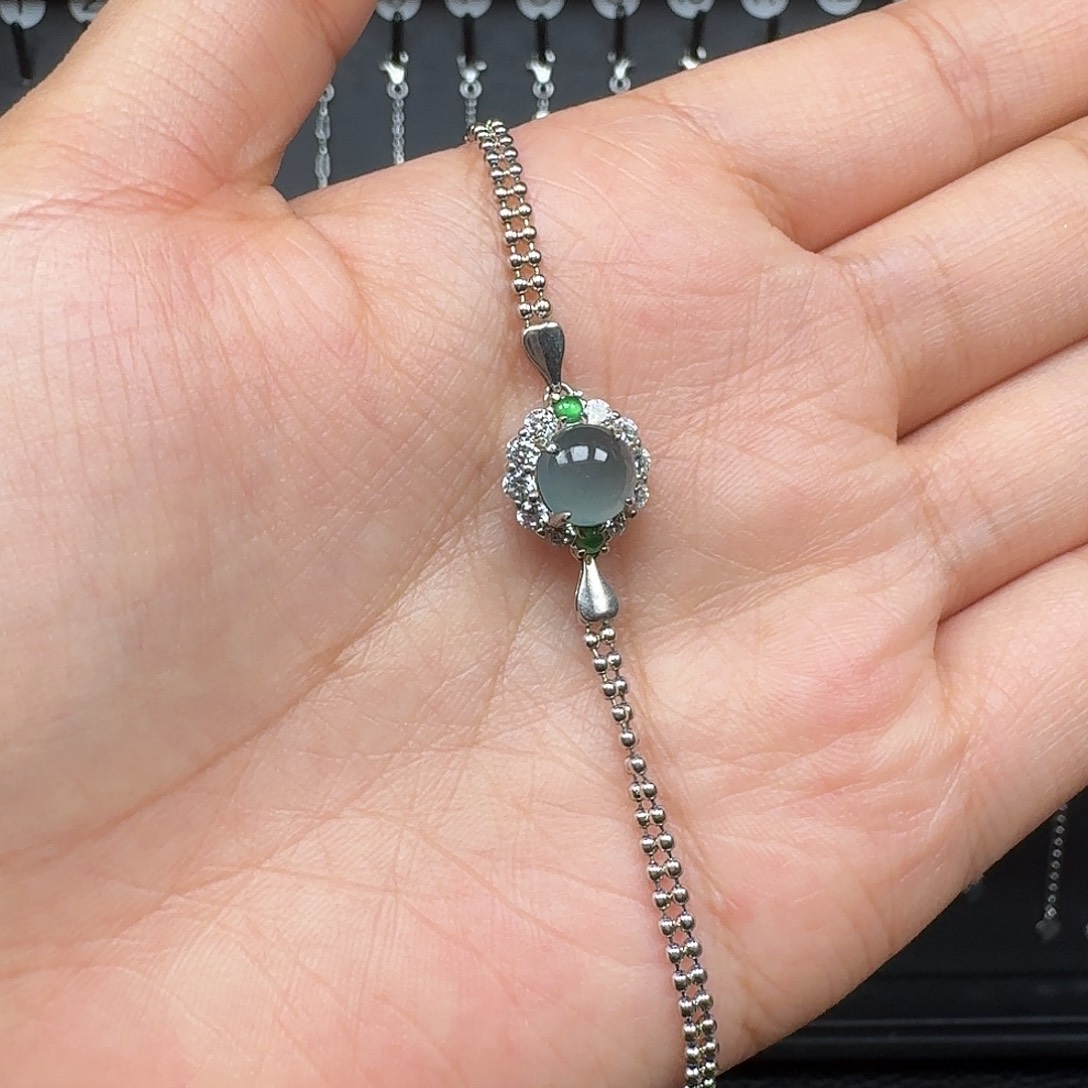 翡翠银S925镶嵌手链