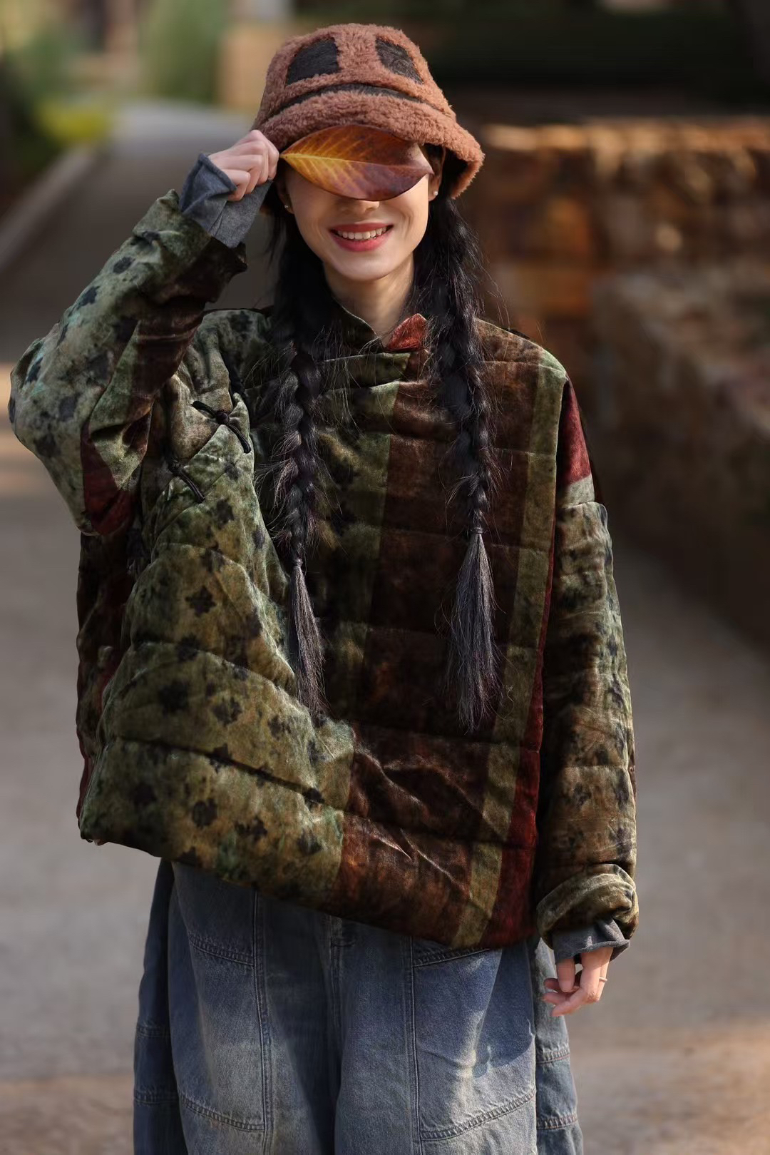 禾月分享荼家丝绒盘扣棉衣