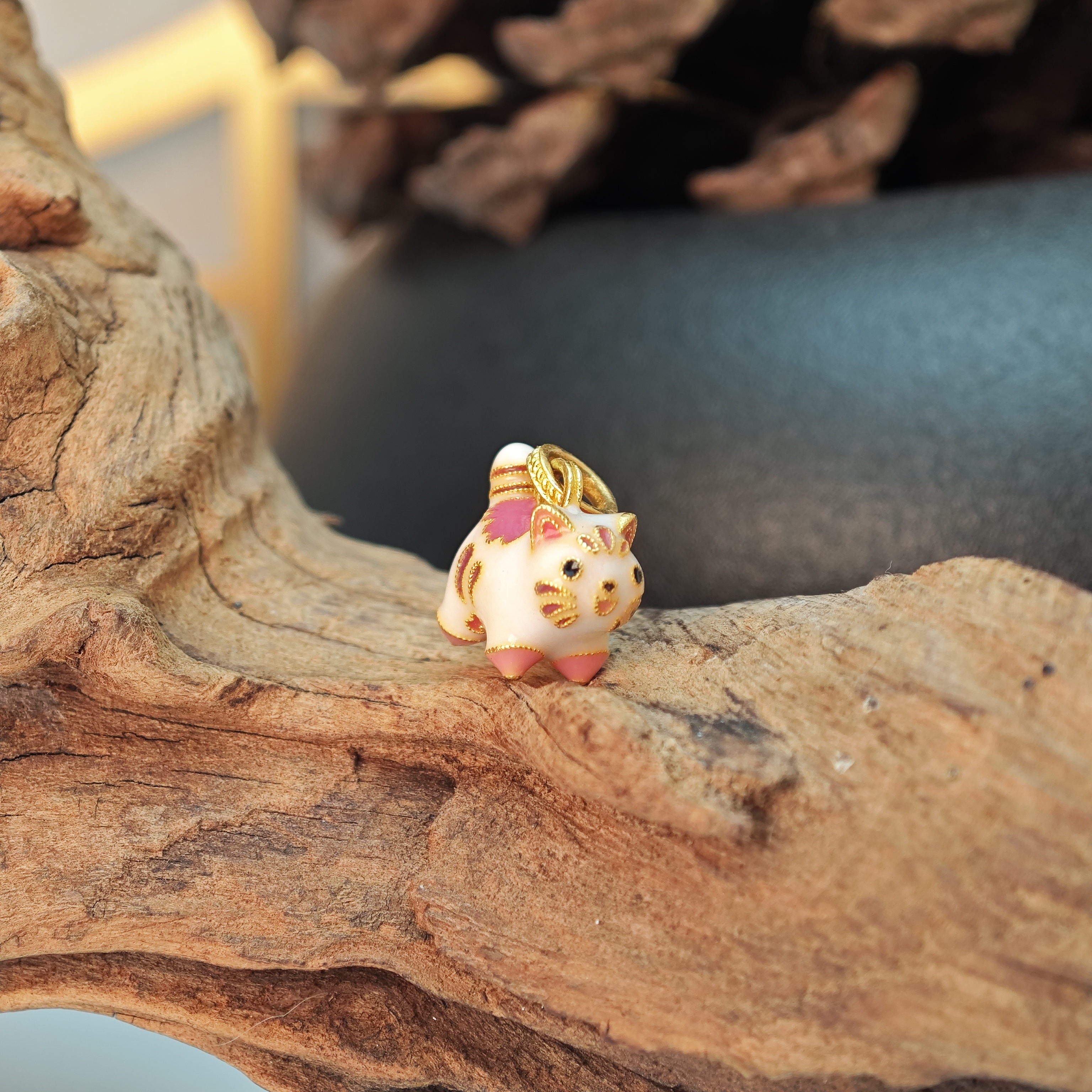 【配件/吊坠】足金999高温烧蓝【黄金首饰】【大胖橘喵】