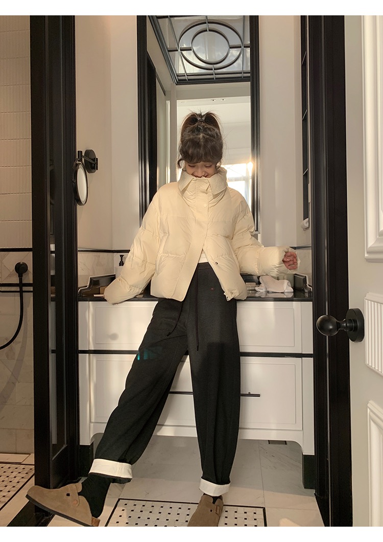 醋酸羊毛桑蚕丝挽边香蕉裤阔腿裤桑蚕丝女裤秋冬恒温保暖女休闲裤