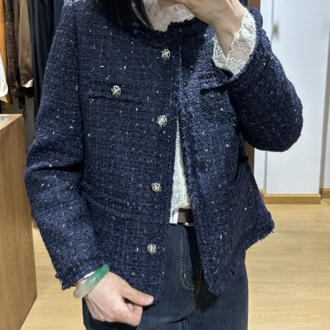 新款亮丝小香风外套2523款