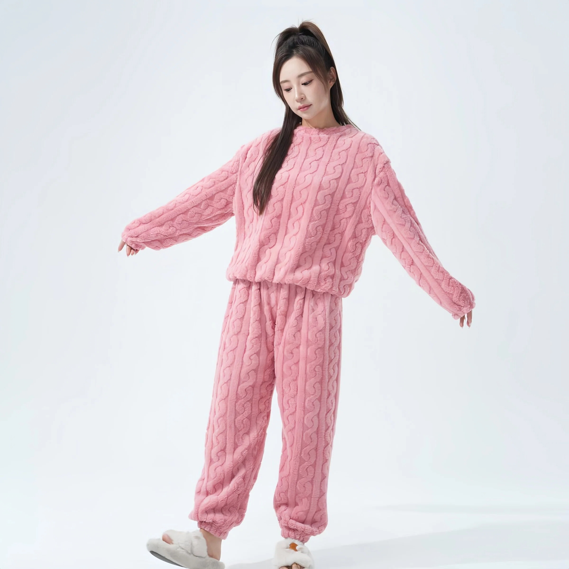 网红珊瑚绒睡衣女秋冬季居家宿舍加厚加绒可外穿保暖套装冬天衣服