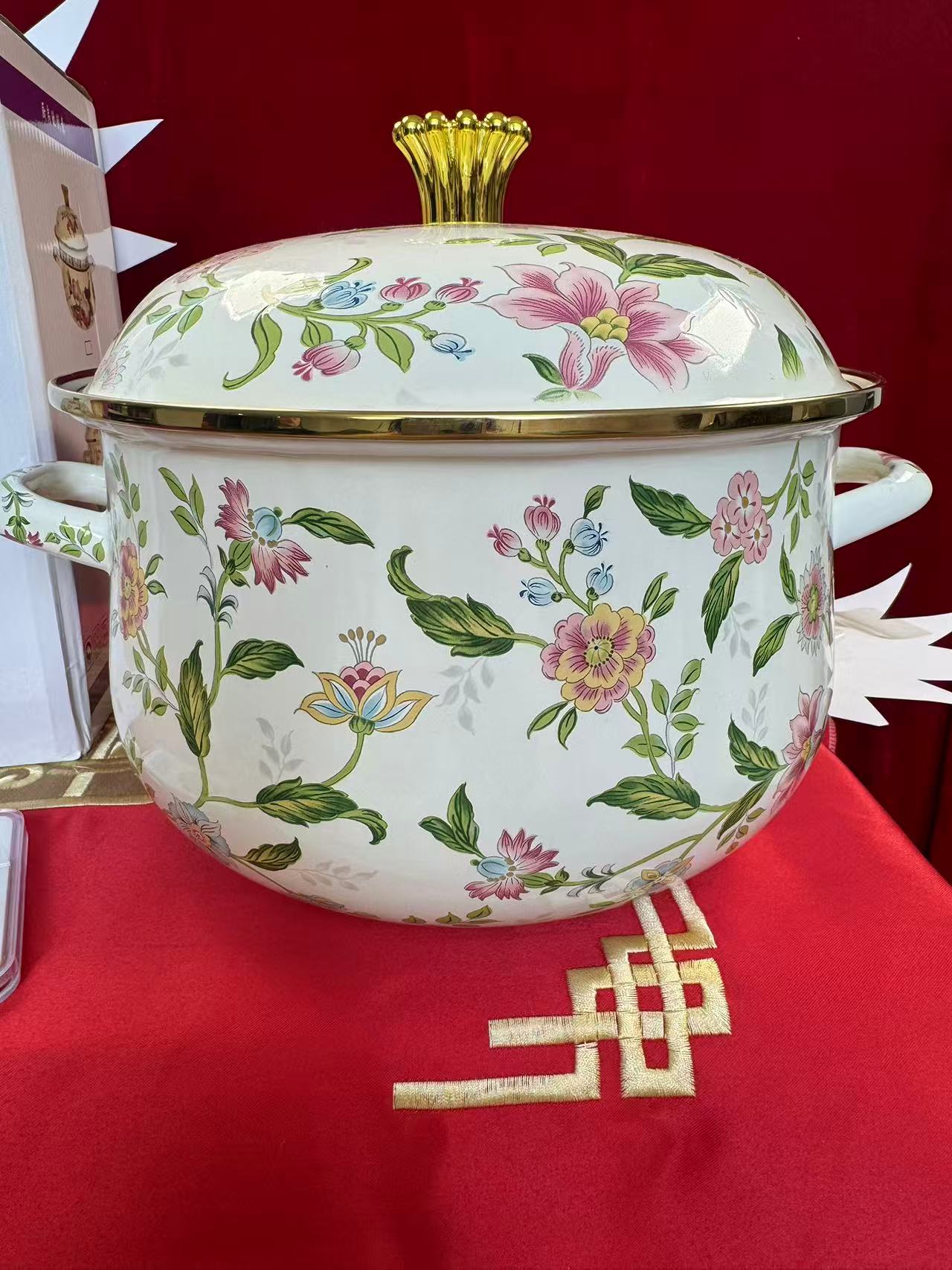 【到手2个】珐琅瓷搪瓷福锅汤锅平底煎药锅炖锅 图案款式随机