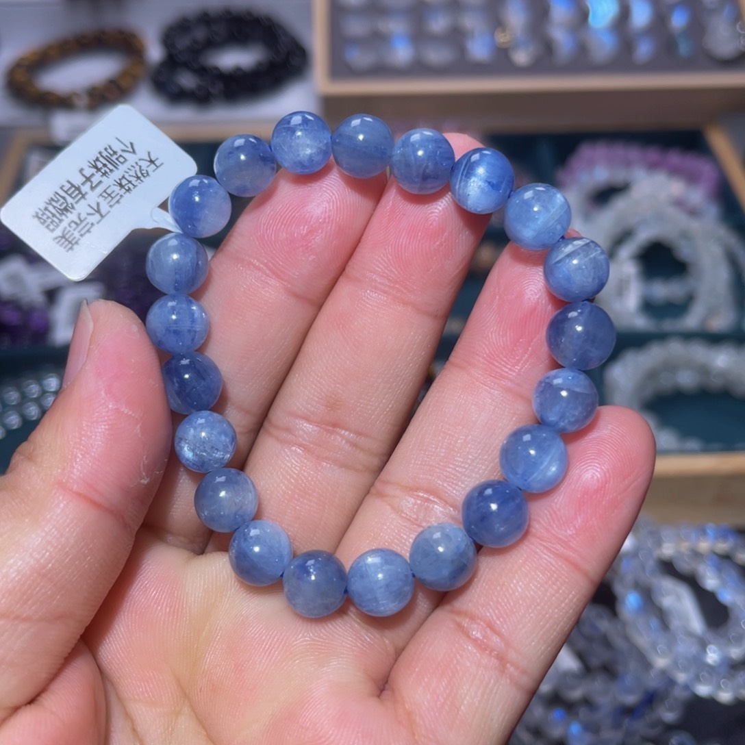 水晶手链未镶嵌蓝晶手链9m