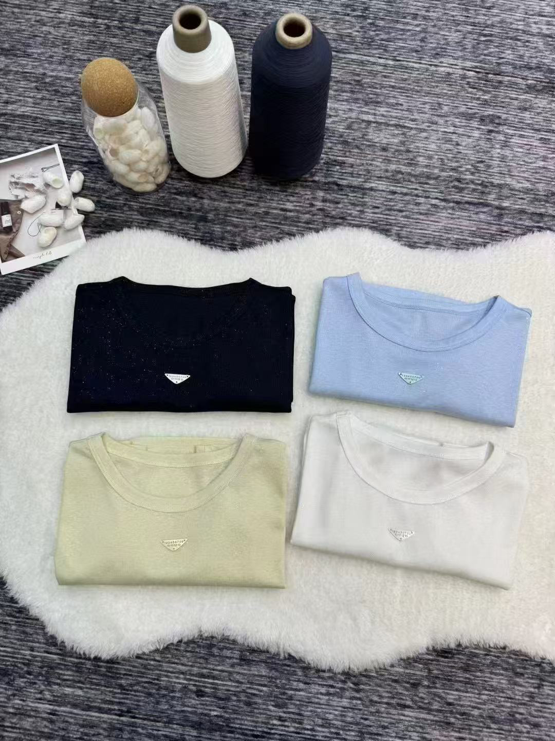 【伊家】新款韩版圆领添标星光卷边短T空调衫