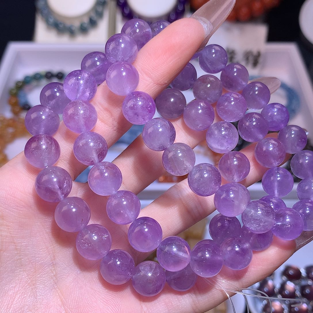 紫晶手串未镶嵌薰衣草紫水晶10mm