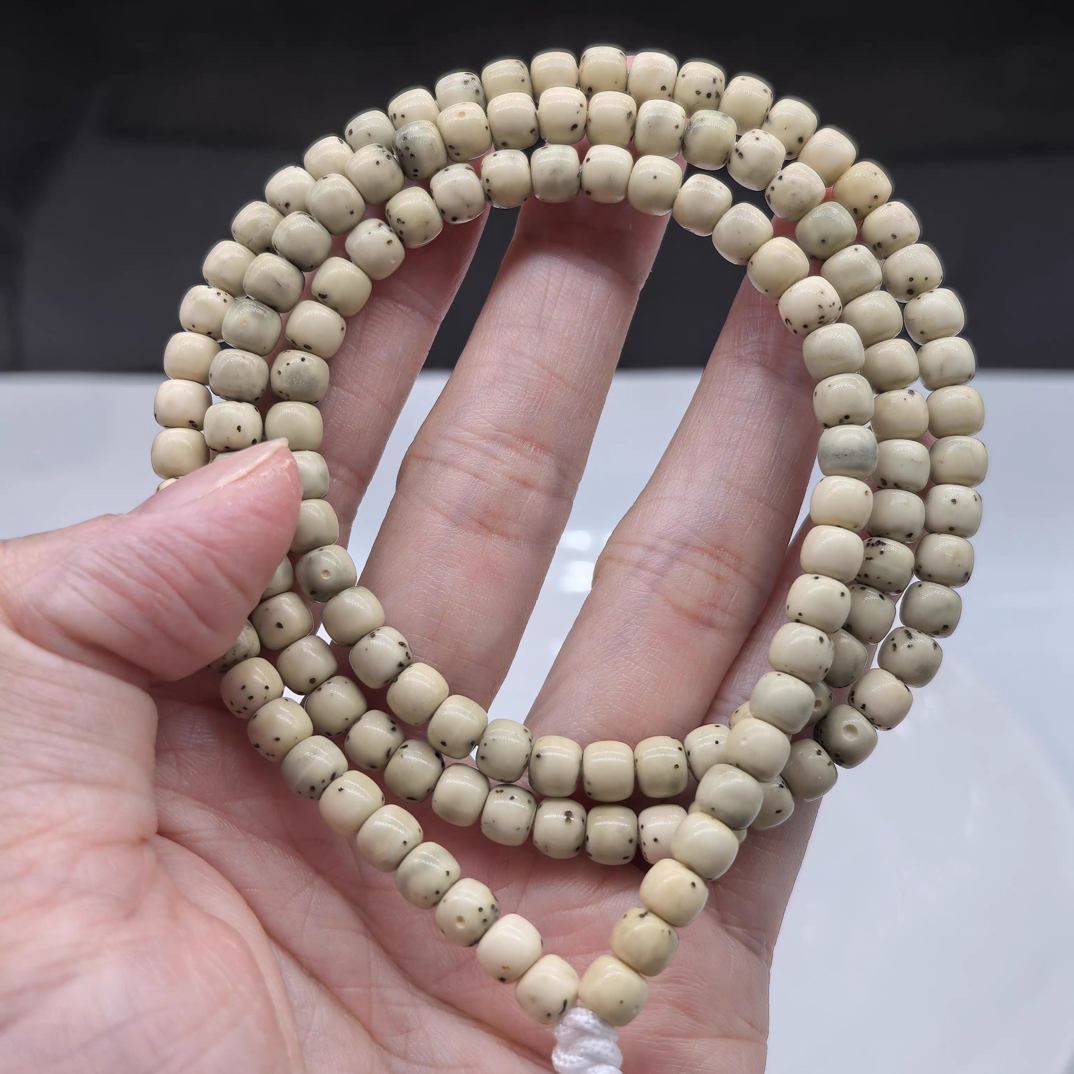 玩家毕业级海南石玉料6X5老型小清新老型桶108念珠星月菩提