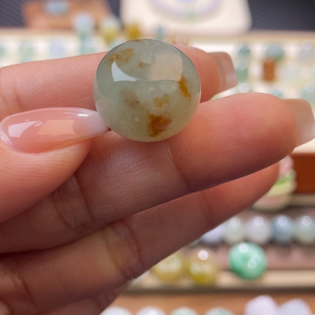 翡翠散珠洒金大算盘珠17.6/12.5mm