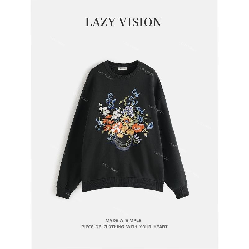LAZYVISION*圆领长袖刺绣百搭卫衣ZMD-32337