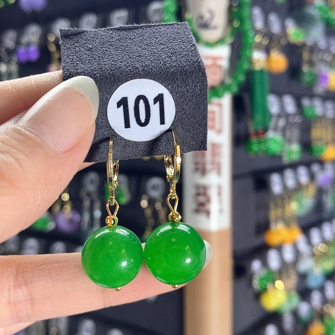 银S925镶嵌翡翠耳饰101