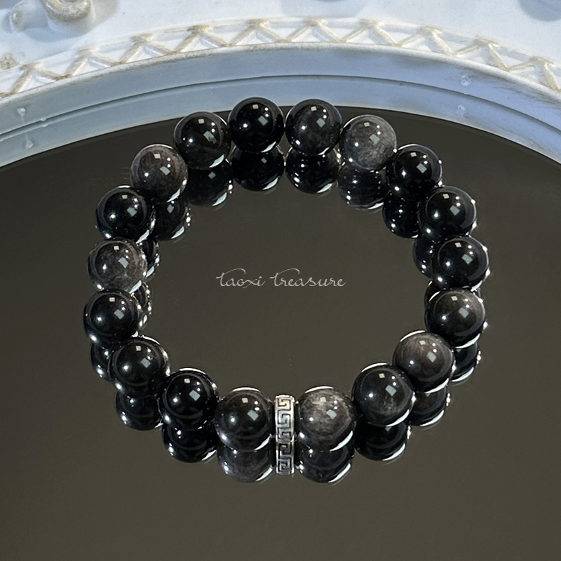 tx941-银曜石万字纹隔珠手串