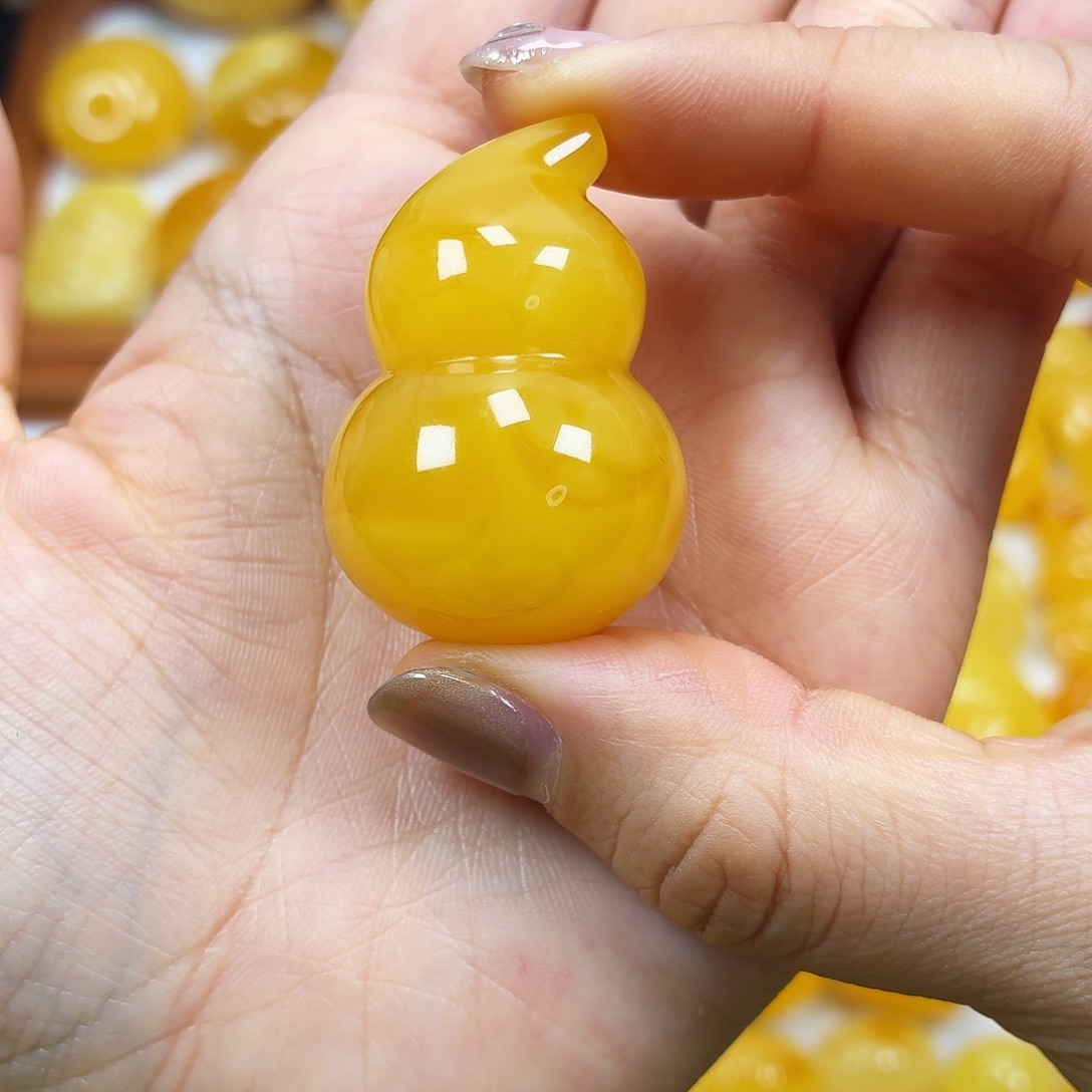 蜜蜡未镶嵌颈饰焦皮浓蜡妖花葫芦