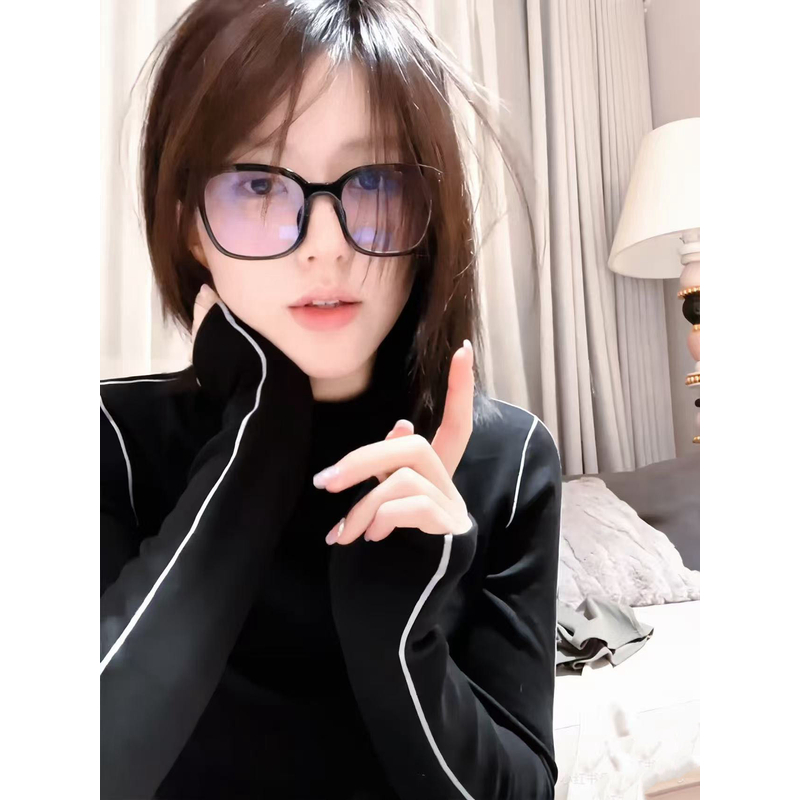 0486【冬季新款】露丝同款立体明线拼接德绒打底T恤