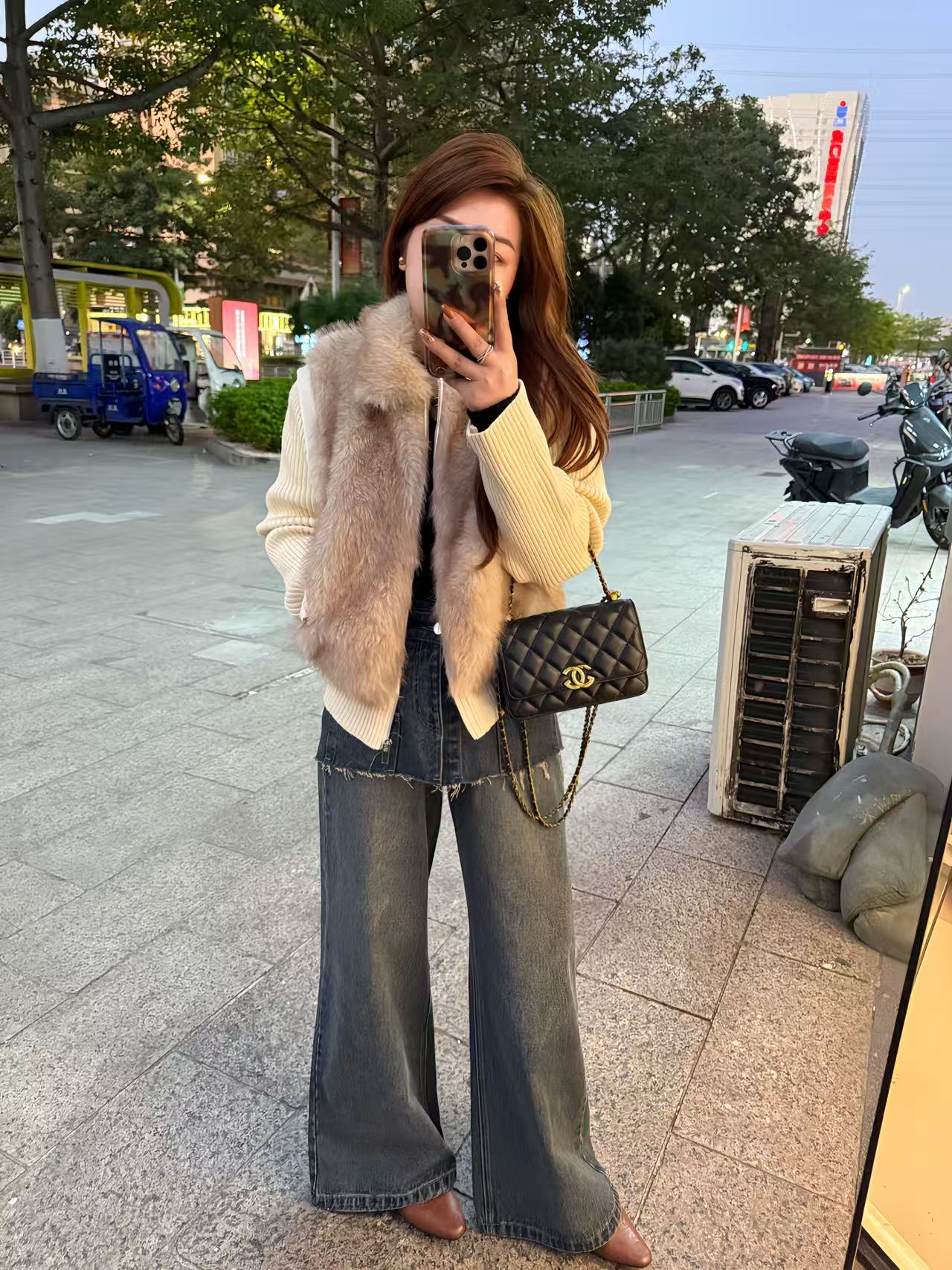 大顾家【两穿】拼接袖子高品质毛毛外套