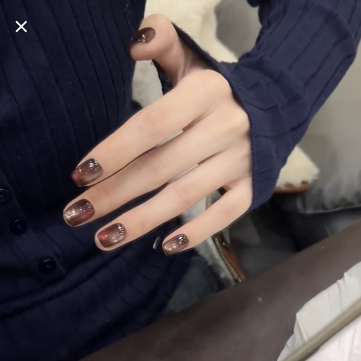 【荆棘之吻】 纯手工（10片)设计穿戴美甲 高级简约晕染美甲 098