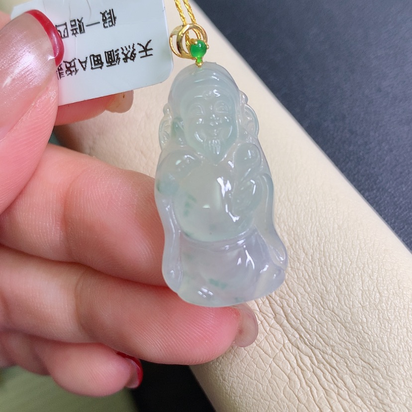 【闪购商品】翡翠颈饰18K金镶嵌财神