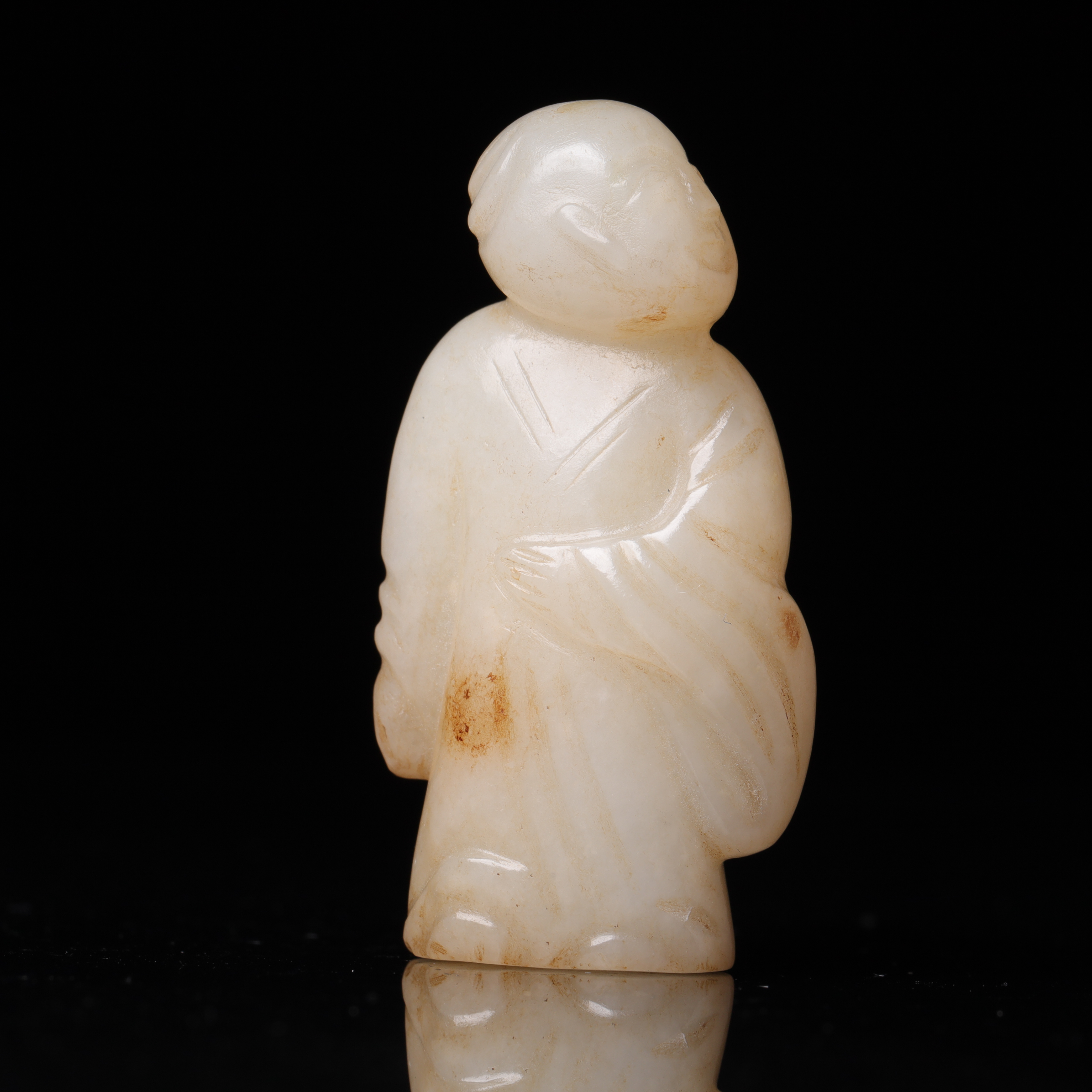 明代和田玉童子花件-NX