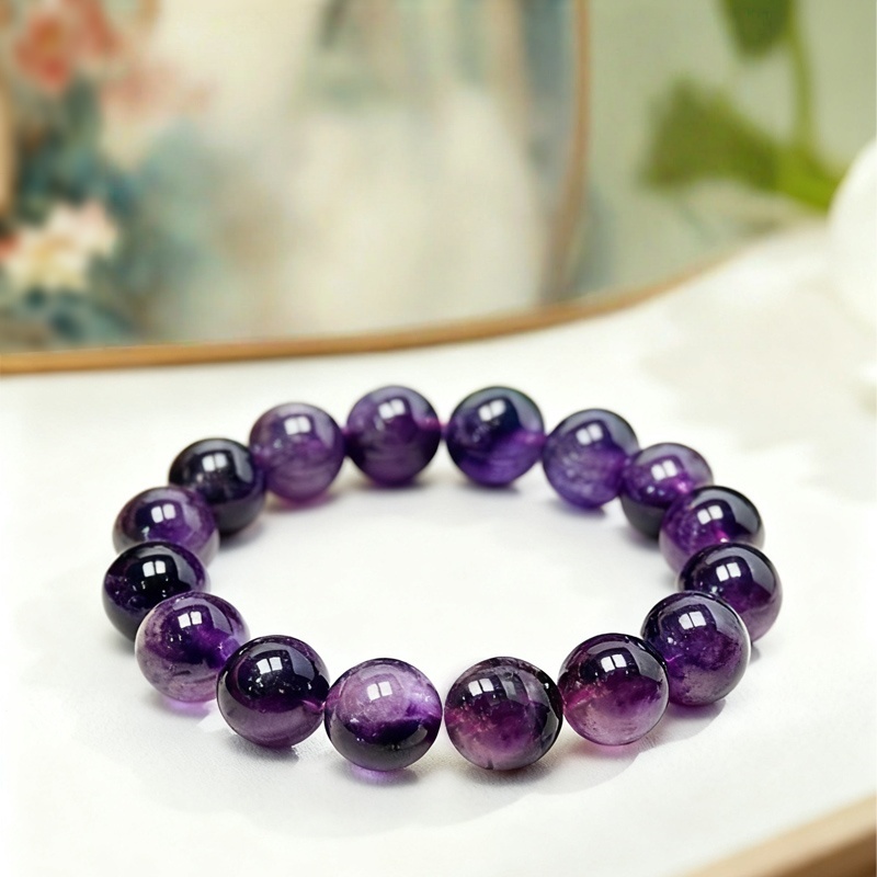 瓜哥专属 紫定有米 天然紫水单圈能量手串 驾车个人用品 如意
