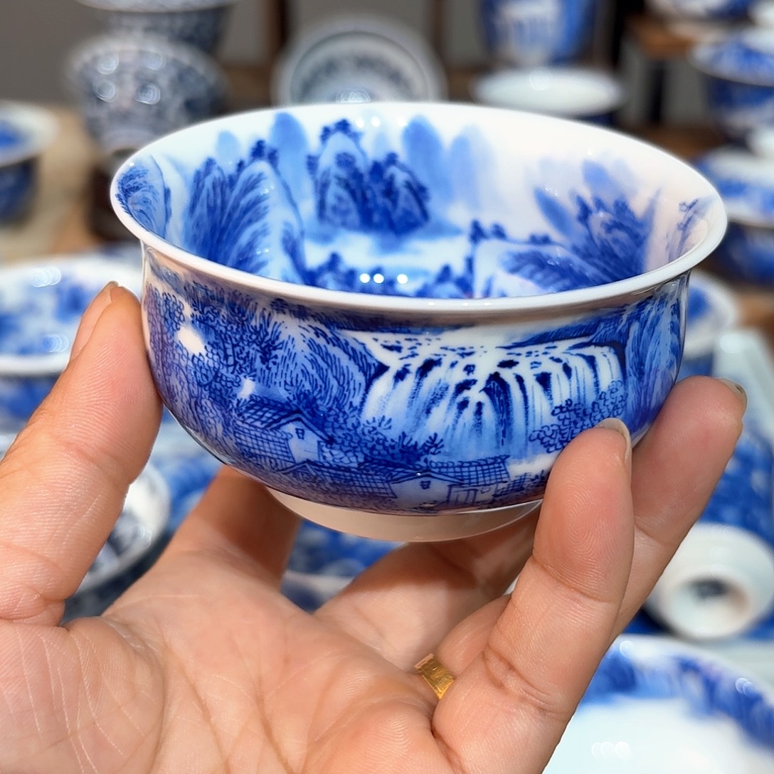 满***海景德镇纯手工手绘单杯满工