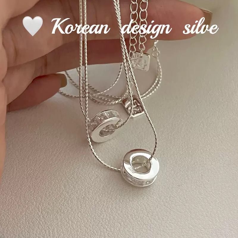 坠链均925银合成锆石 韩国ins气质简约S925纯银镂空锆石路路通项