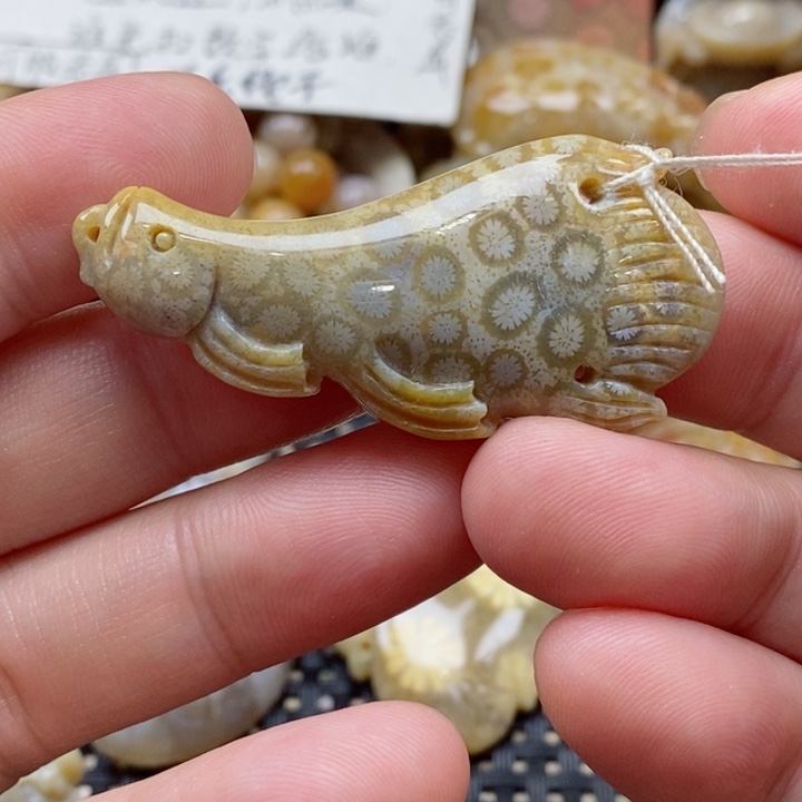 硅化珊瑚（珊瑚玉）颈饰未镶嵌