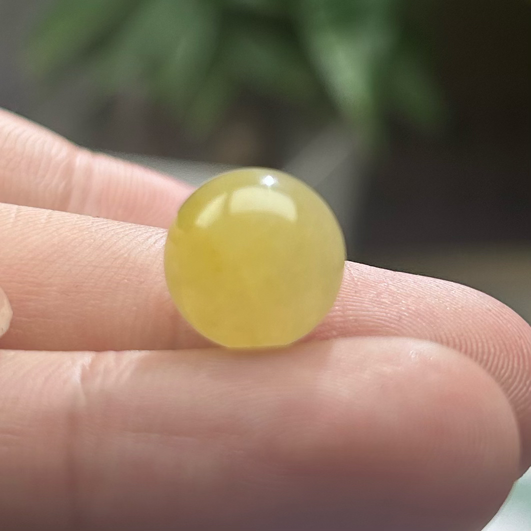卡12.3mm 翡翠散珠 天然缅甸A货翡翠冰黄珠子 天然高冰黄翡 