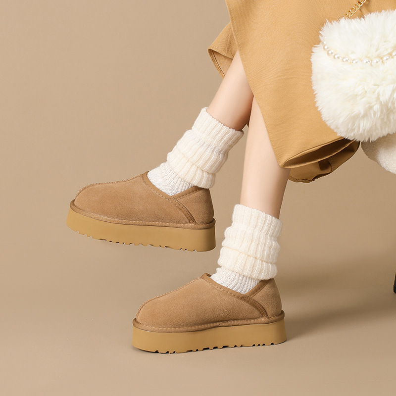 厚底真皮雪地靴女2024年秋冬新款皮毛一体两穿棉鞋加厚保暖毛毛鞋