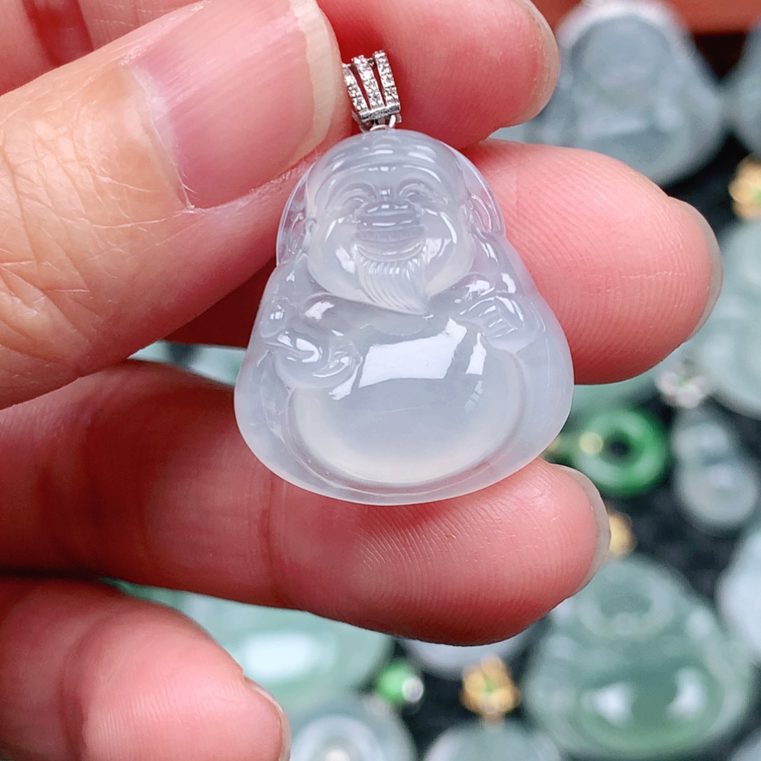 翡翠吊坠(不含链)18K金镶嵌