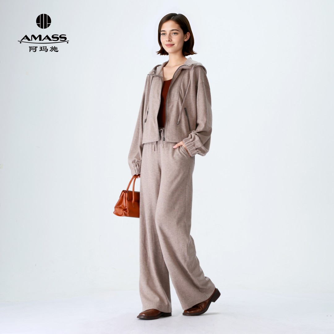 阿玛施【官方正品】秋季新感舒适时尚百搭垂感直筒休闲卫裤5100586