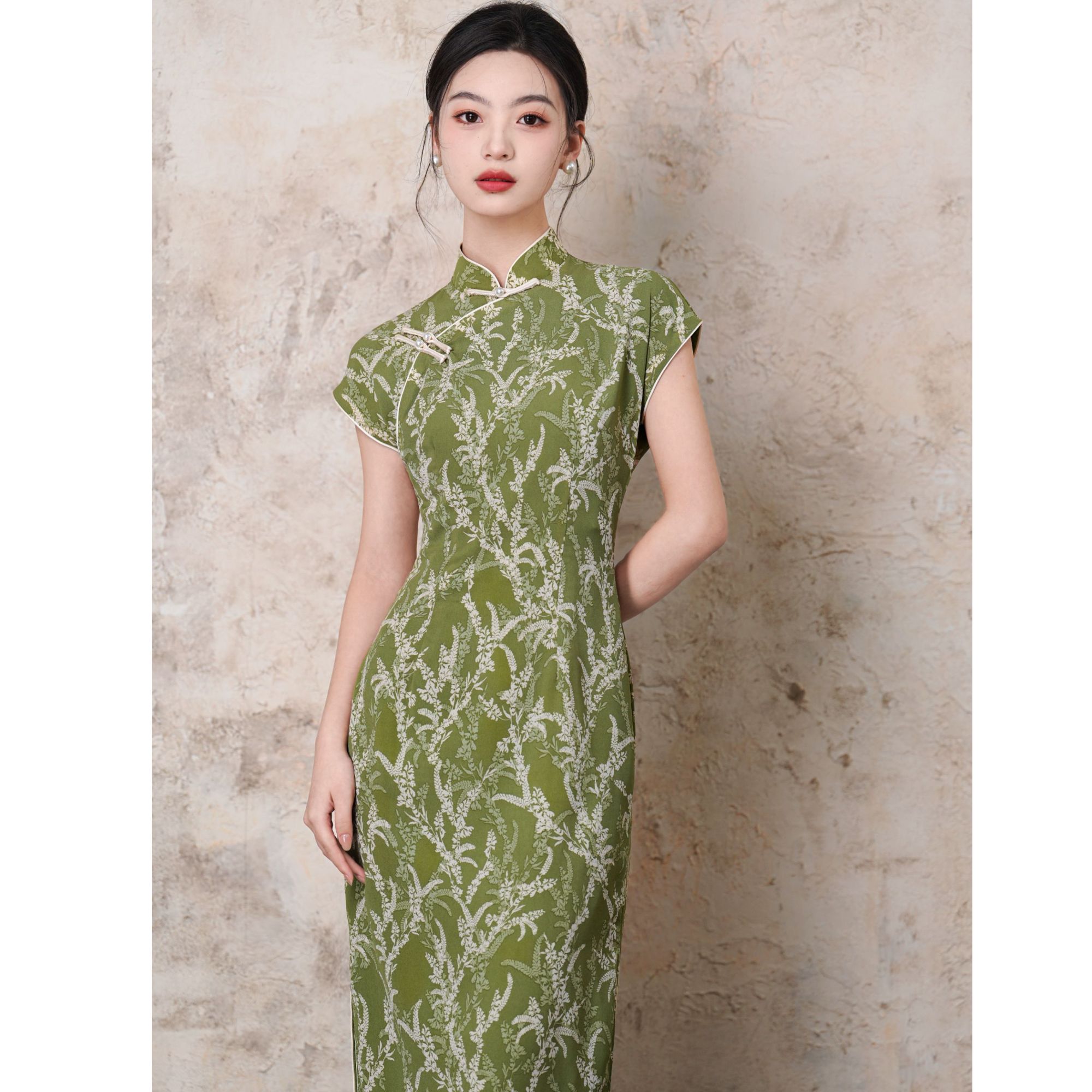 【时夏有风】中国风少女气质传统款旗袍新中式日常旗袍双层衣长120