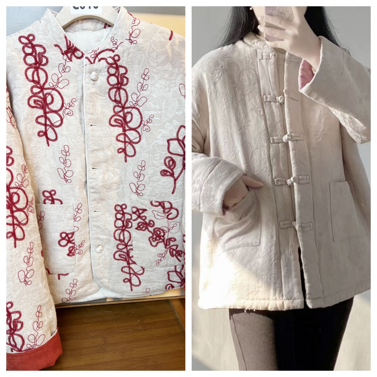 001-100秋冬款宽松亚麻棉厚款长袖女外套新新中式古风上衣外套