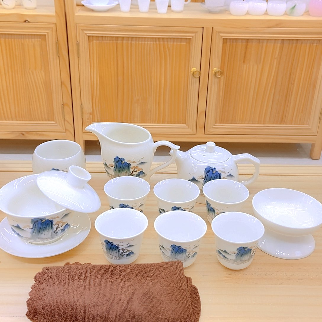羊脂玉瓷茶具套装
