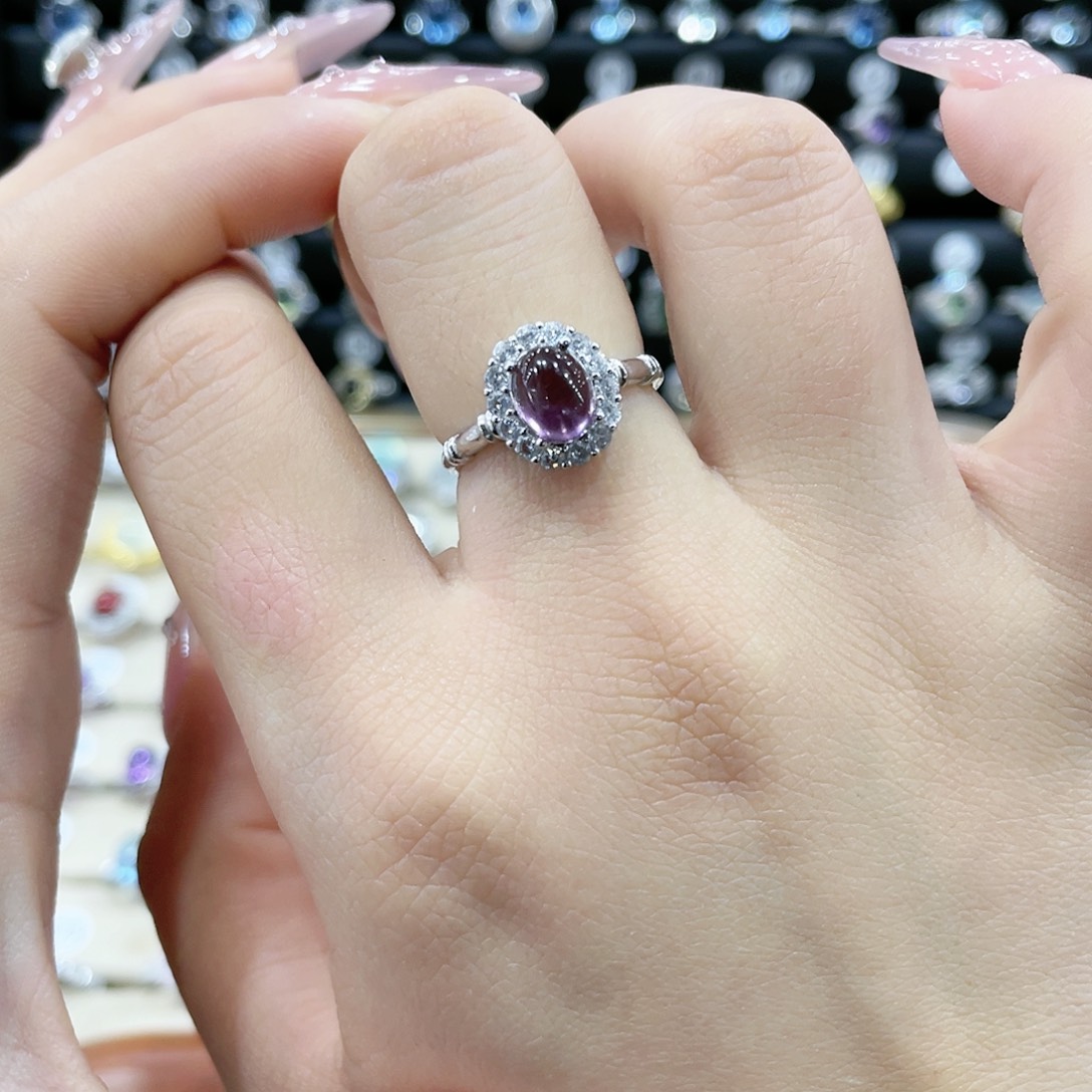 紫晶戒指银S925镶嵌戒指
