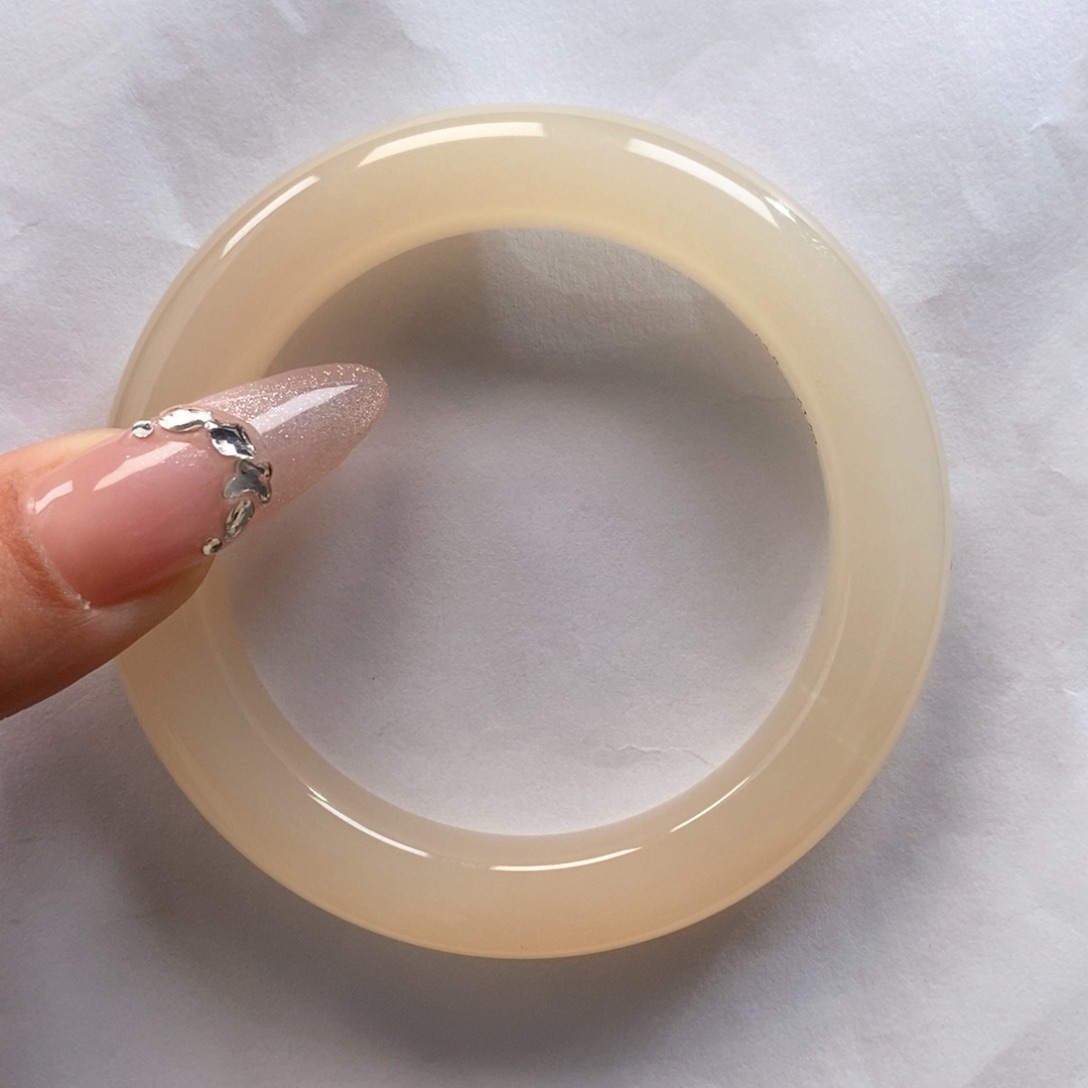 和田玉手镯未镶嵌冰藕粉5455