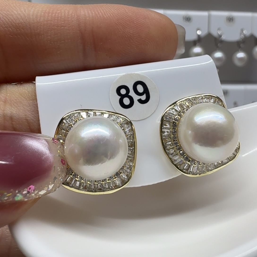 柠****耳饰银S925镶嵌淡水珍珠珍珠