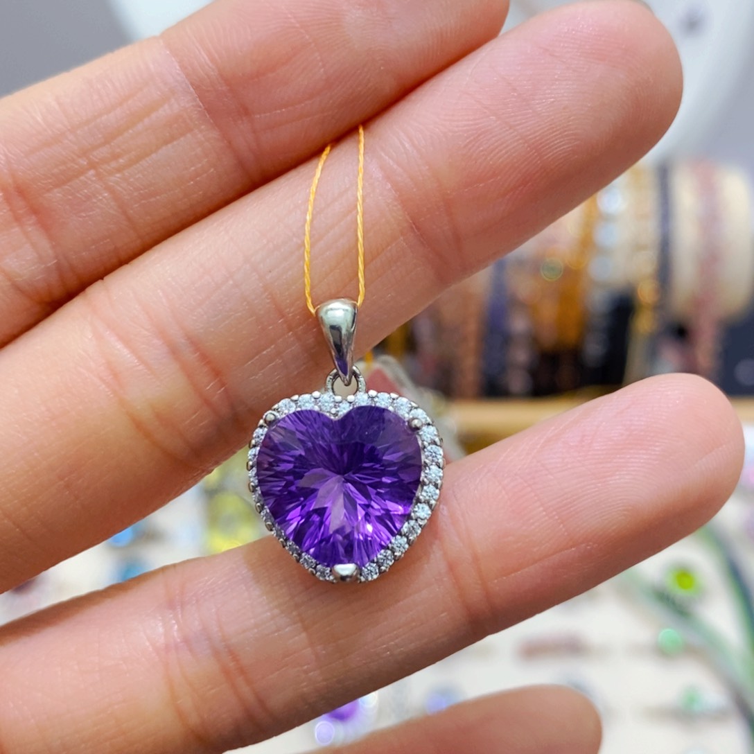 紫晶吊坠(赠链)银S925镶嵌