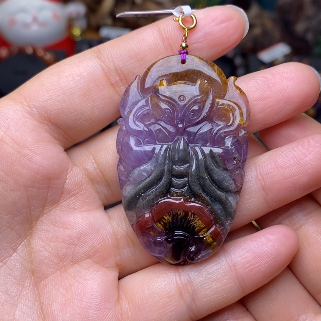 水晶A006极光四色吊坠未镶嵌聚****）