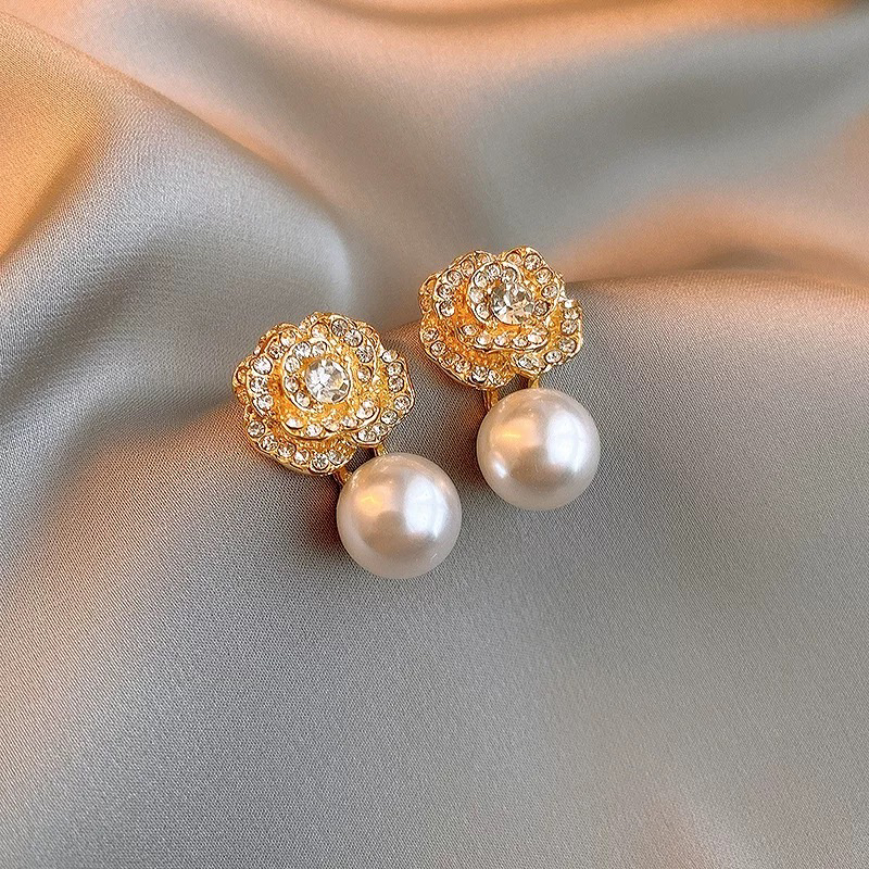 铜合金耳饰 2007新中式国风花朵耳钉