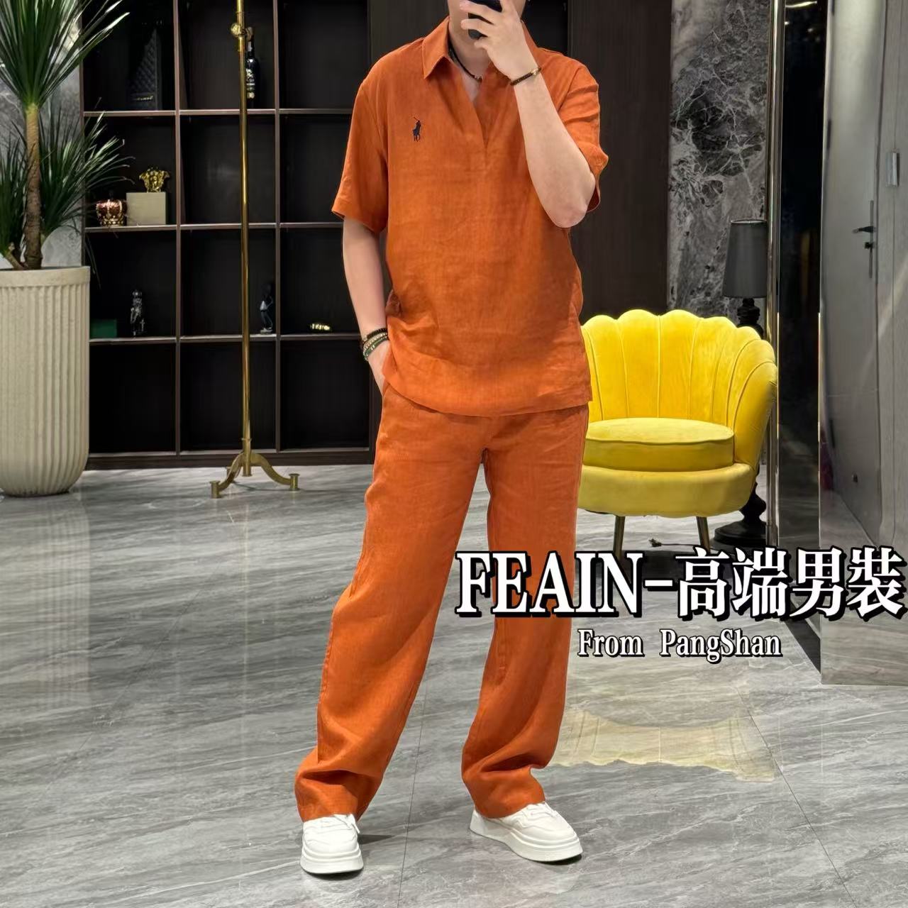 1【100%亚麻】高端定制进口亚麻剪刀领设计多巴胺色系套装2550