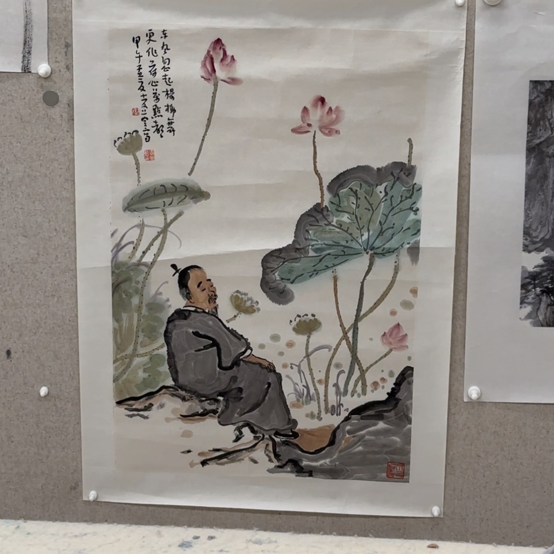 国画返***Z李孝萱 观荷图