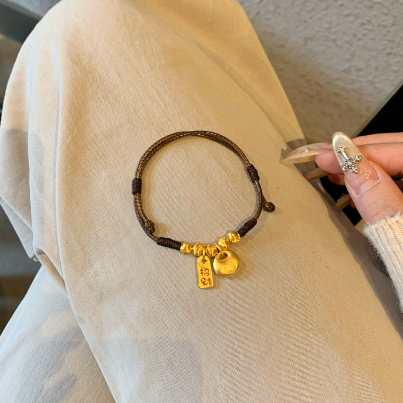 铜合金手链 新中式国潮风丨小胖福猫眼珠编织绳手链 R022