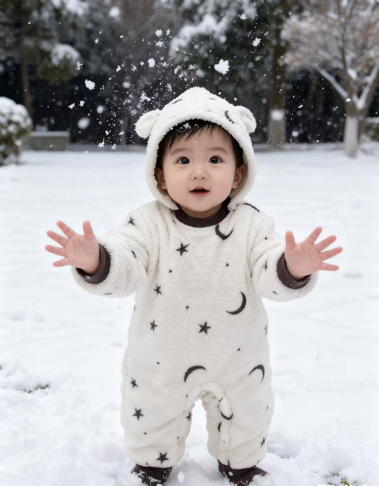 云朵绒婴幼儿连身衣公主风冬季休闲女爬服哈衣冬装长袖保暖棉衣